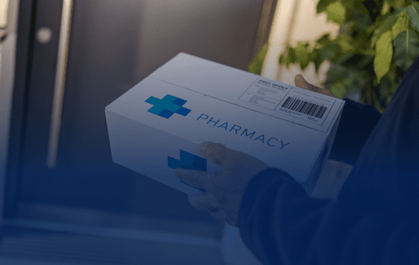 Pharmacy package delivery at doorstep
